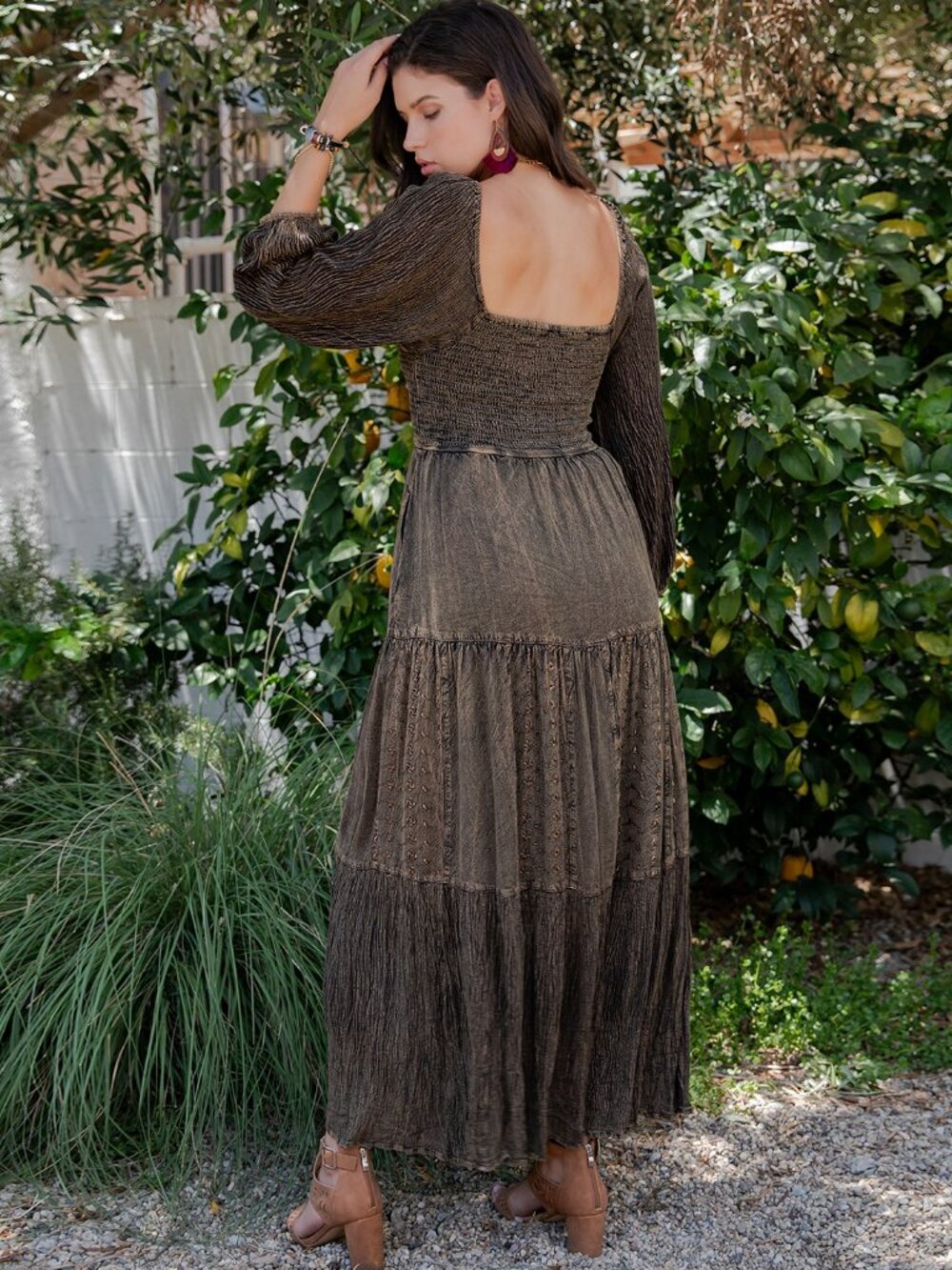 Embroidered Empire Mid-Length Dress - Picture 3 of 6